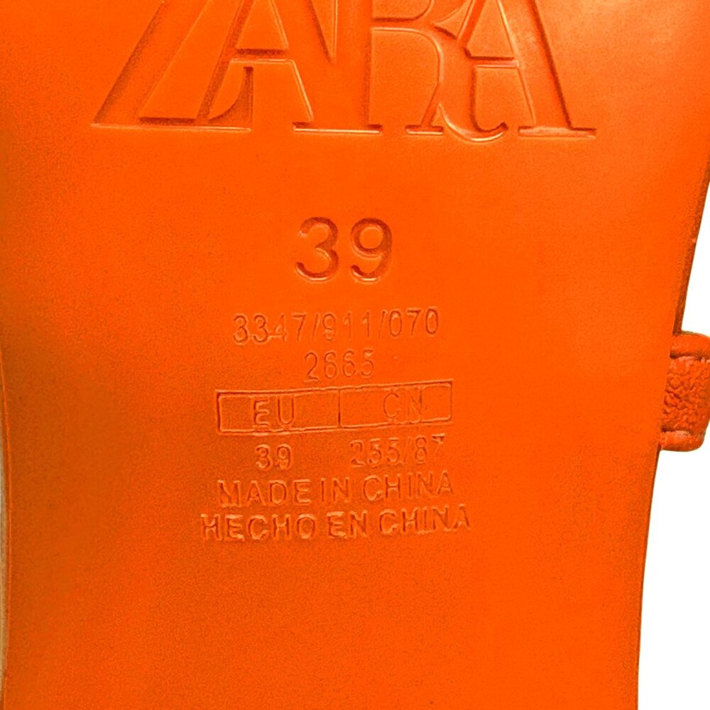 Zara Orange Strappy Square‎ Toe Sandal Heels - Picture 3 of 11